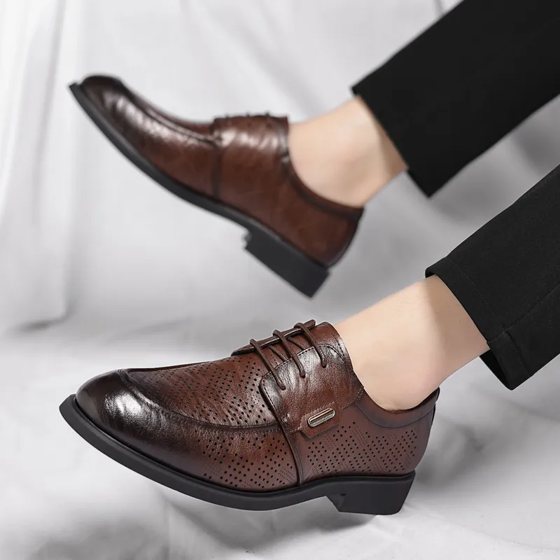 Shanpijiang Dress Shoes Men Low Top Black/Tea Brown-9