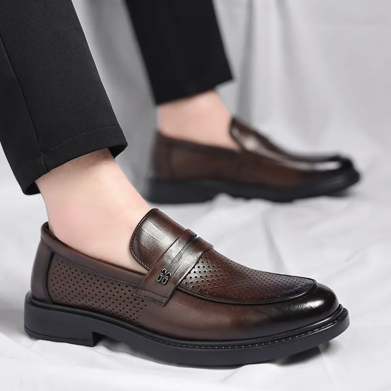 Shanpijiang Men's Casual Shoes Men Low Top Black/Tea Brown-7