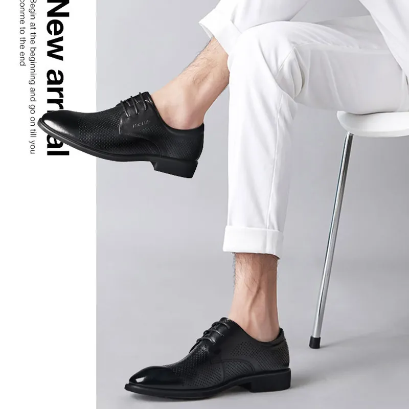 AOKANG Mesh Leather Sandal Dress Shoes Men's Black Brown-3