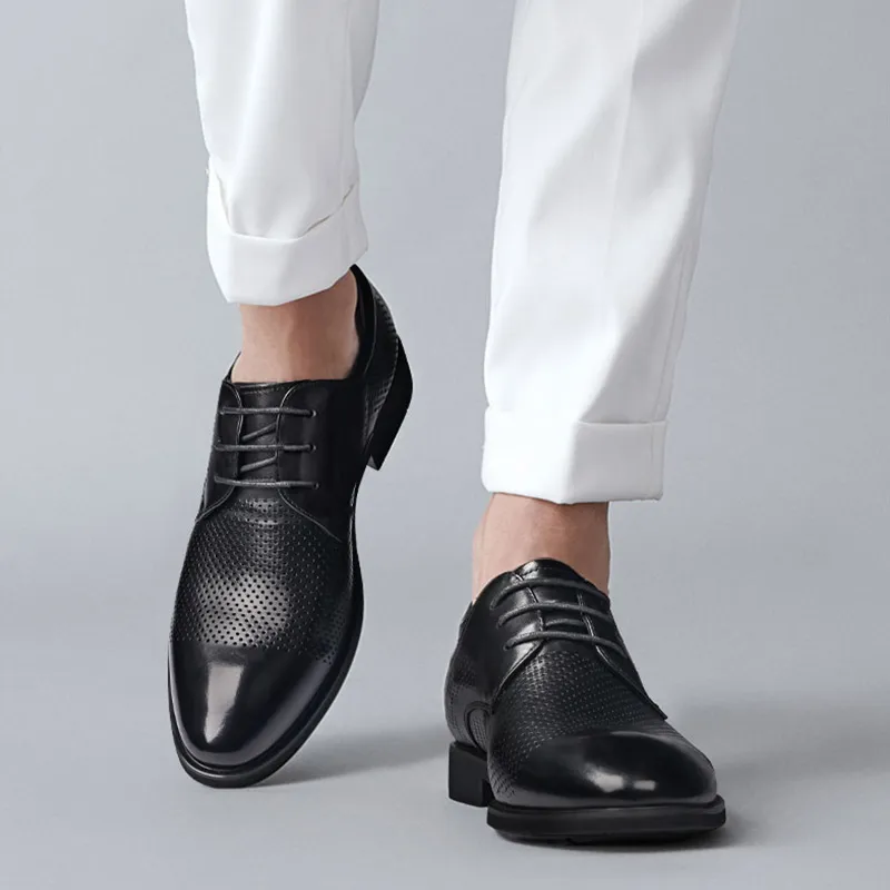 AOKANG Mesh Leather Sandal Dress Shoes Men's Black Brown-1