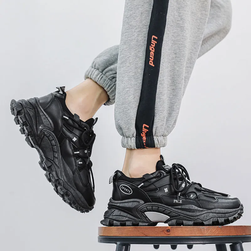 PNKE Anti-Slip Wear-Resistant Breathable Height Increasing Low-Top Chunky Sneakers Men's-12