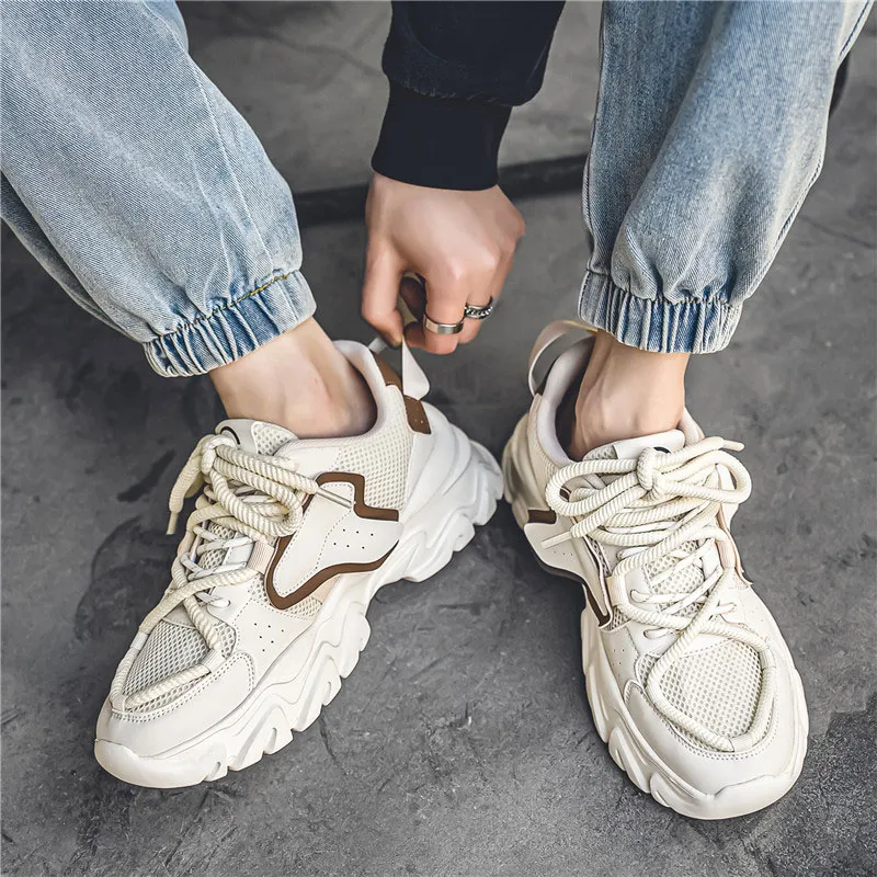 PNKE Anti-Slip Wear-Resistant Breathable Lightweight Height Increasing Low-Top Chunky Sneakers Men's-5