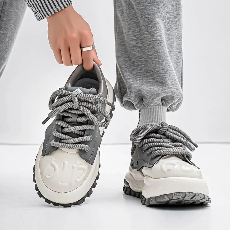 PNKE Anti Slip And Wear Resistant Height Increasing Low Top Chunky Sneakers Men's-19