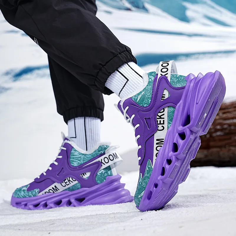 PNKE Anti Slip And Wear Resistant Height Increasing Warm Mid Top Chunky Sneakers Men's-26