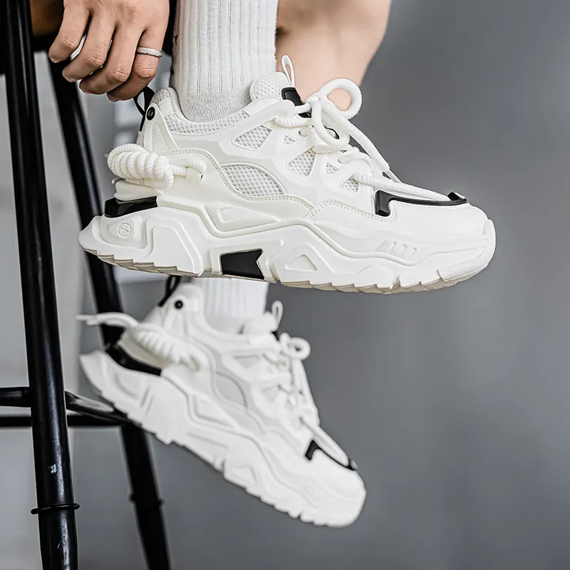PNKE Slip Resistant, Abrasion Resistant, Breathable, Height Increasing Low Top Chunky Sneakers Men's-6