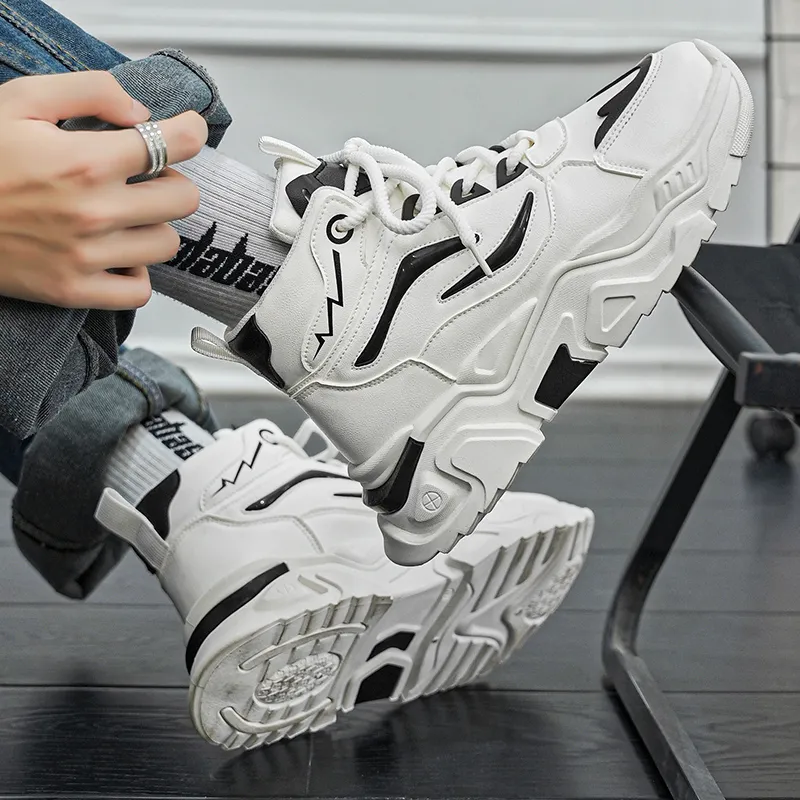 PNKE Anti Slip And Wear Resistant Height Increasing High Top Casual Shoes Men's-5