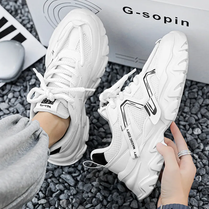 PNKE Slip Resistant, Abrasion Resistant, Breathable, Lightweight, Height Increasing Low Top Chunky Sneakers Men's-5