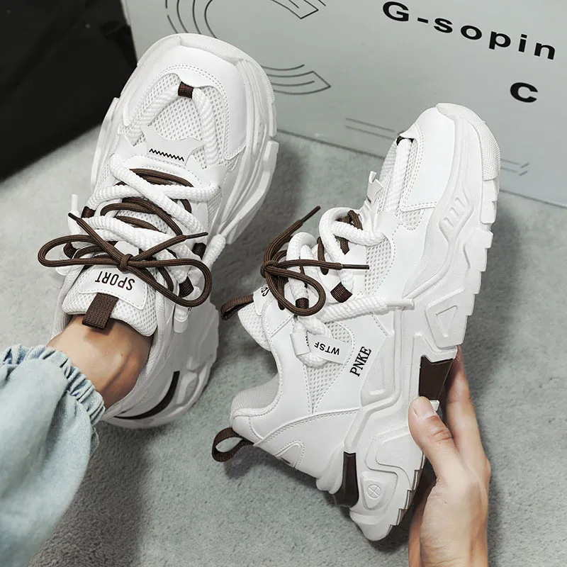 PNKE Anti-Slip Wear-Resistant Breathable Height Increasing Low-Top Chunky Sneakers Men's-3