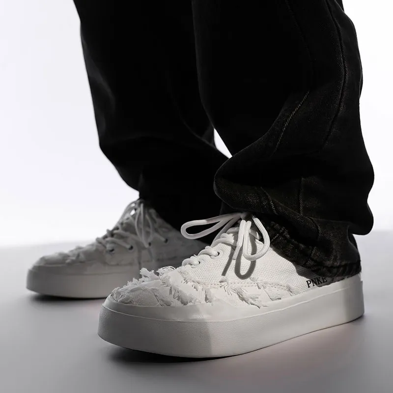 PNKE Durable Breathable Low Top Canvas Shoes Unisex White-9