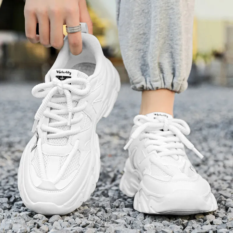 PNKE Slip Resistant, Abrasion Resistant, Breathable, Lightweight, Height Increasing Low Top Chunky Sneakers Men's-3