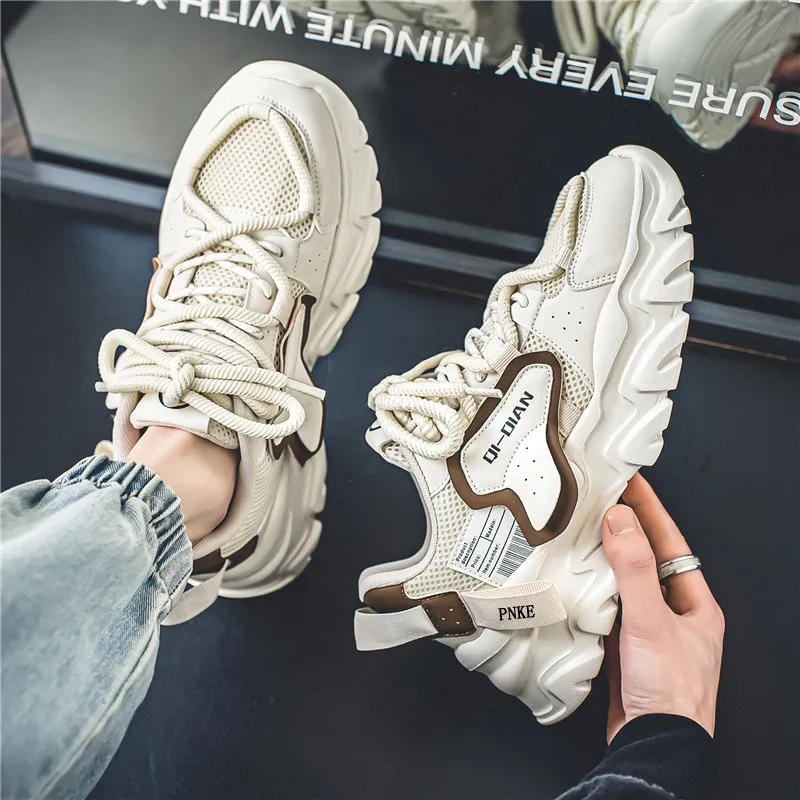 PNKE Anti-Slip Wear-Resistant Breathable Lightweight Height Increasing Low-Top Chunky Sneakers Men's-3