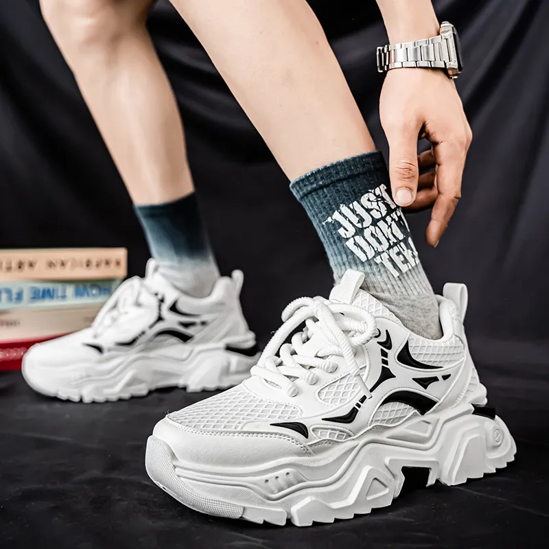 PNKE Slip Resistant, Abrasion Resistant, Breathable, Height Increasing Low Top Chunky Sneakers Men's-5