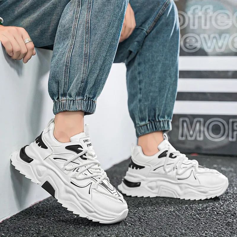 PNKE Anti Slip And Wear Resistant Height Increasing Low Top Casual Shoes Men-6