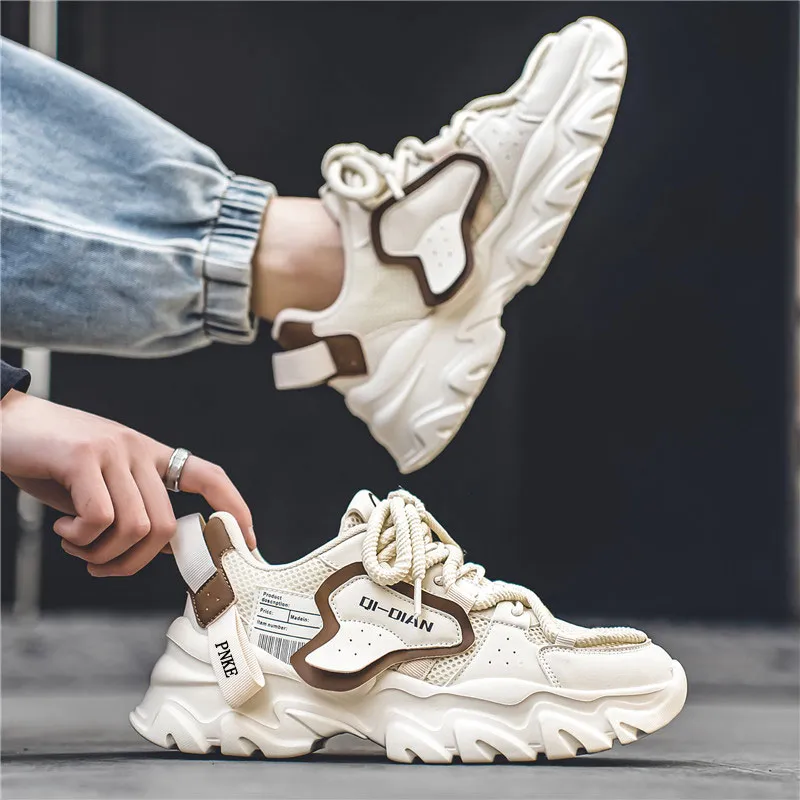 PNKE Anti-Slip Wear-Resistant Breathable Lightweight Height Increasing Low-Top Chunky Sneakers Men's-2