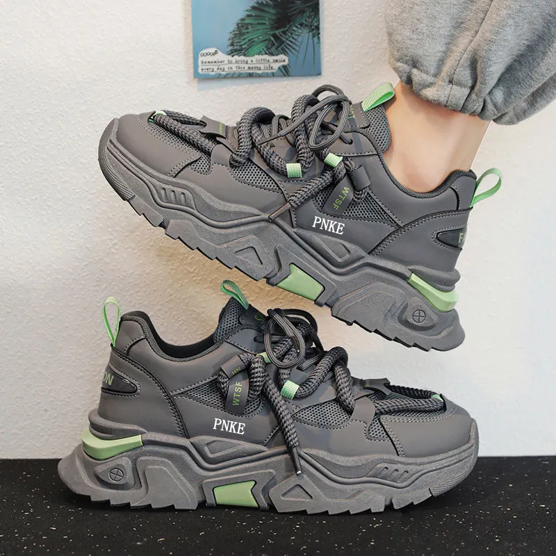 PNKE Anti-Slip Wear-Resistant Breathable Height Increasing Low-Top Chunky Sneakers Men's-19