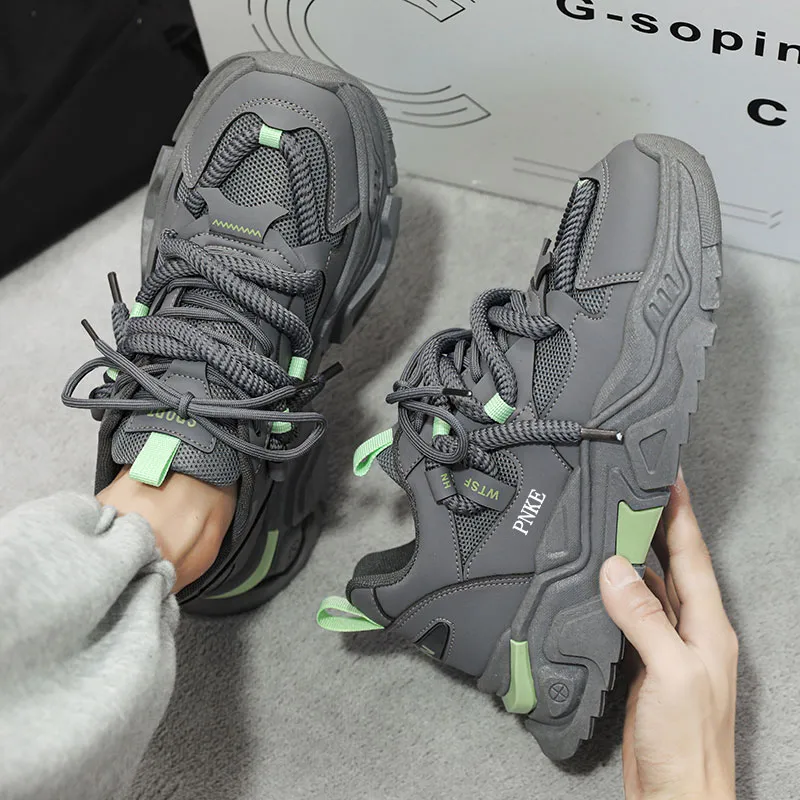 PNKE Anti-Slip Wear-Resistant Breathable Height Increasing Low-Top Chunky Sneakers Men's-17