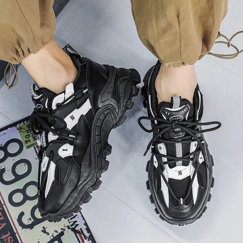 PNKE Anti-Slip Wear-Resistant Breathable Height Increasing Low-Top Chunky Sneakers Men's-19