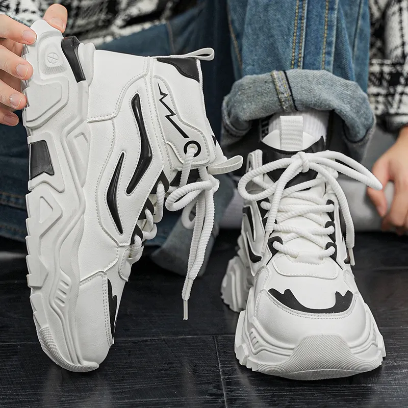 PNKE Anti Slip And Wear Resistant Height Increasing High Top Casual Shoes Men's-4
