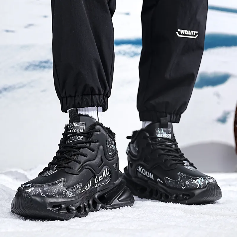 PNKE Anti Slip And Wear Resistant Height Increasing Warm Mid Top Chunky Sneakers Men's-41