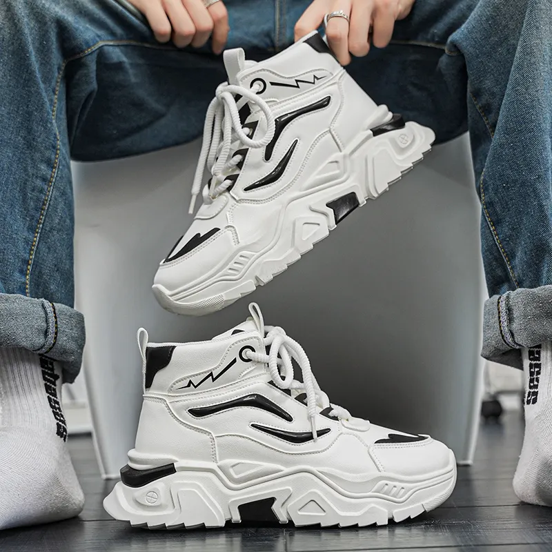 PNKE Anti Slip And Wear Resistant Height Increasing High Top Casual Shoes Men's-3