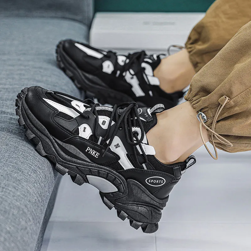 PNKE Anti-Slip Wear-Resistant Breathable Height Increasing Low-Top Chunky Sneakers Men's-17