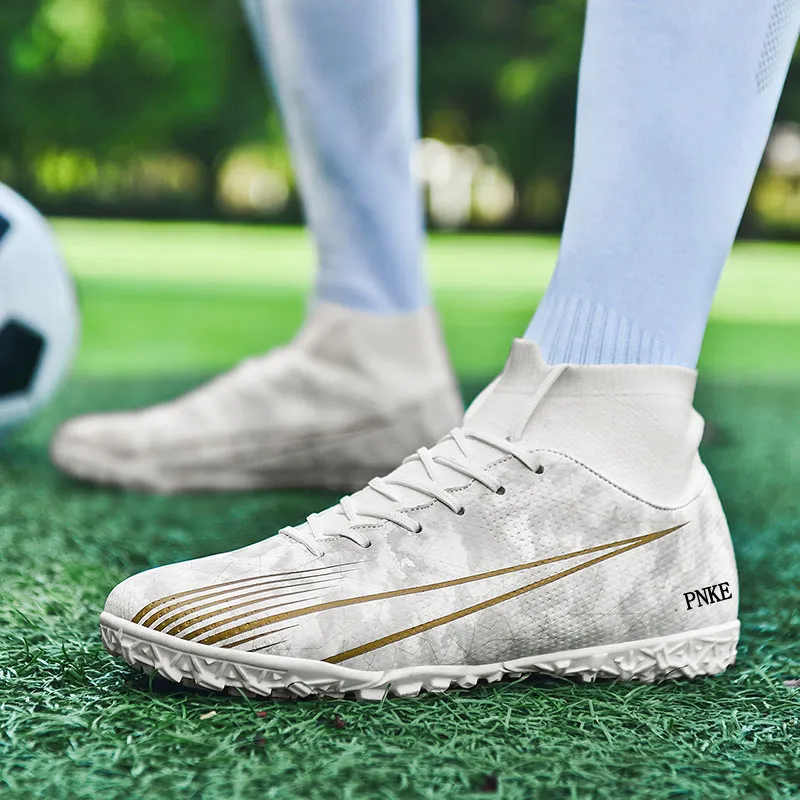 PNKE Anti-Slip And Wear-Resistant Coverage Soccer Shoes Unisex White-6