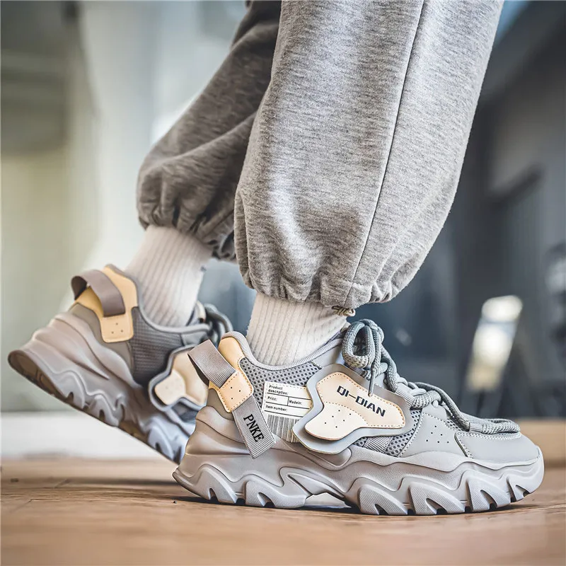 PNKE Anti-Slip Wear-Resistant Breathable Lightweight Height Increasing Low-Top Chunky Sneakers Men's-8