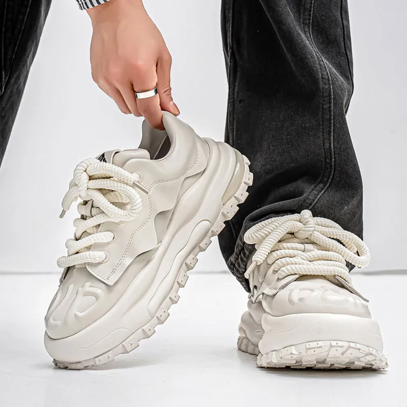 PNKE Anti Slip And Wear Resistant Height Increasing Low Top Chunky Sneakers Men's-5
