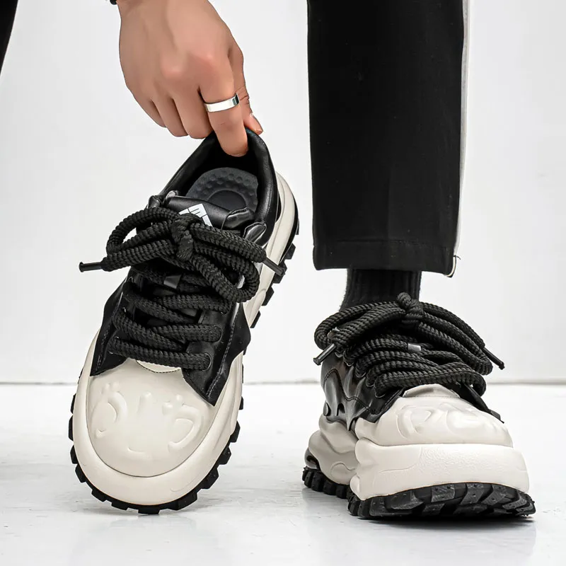 PNKE Anti Slip And Wear Resistant Height Increasing Low Top Chunky Sneakers Men's-11