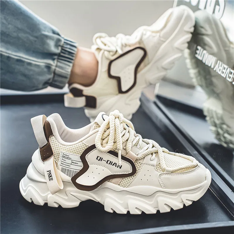 PNKE Anti-Slip Wear-Resistant Breathable Lightweight Height Increasing Low-Top Chunky Sneakers Men's-4