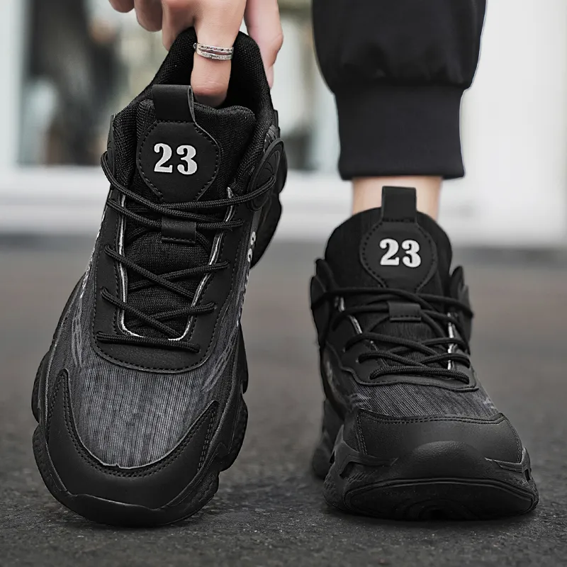 PNKE Slip Resistant, Abrasion Resistant, Breathable, Lightweight, Height Increasing Low Top Chunky Sneakers Men's-10