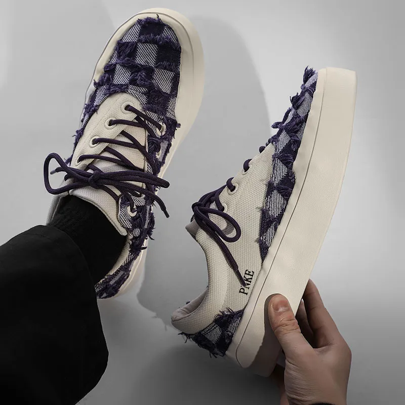 PNKE Anti Slip And Wear Resistant Breathable Low Top Canvas Shoes Unisex Purple-2