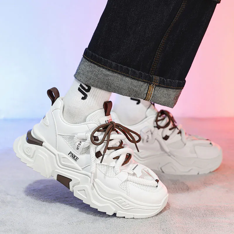 PNKE Anti-Slip Wear-Resistant Breathable Height Increasing Low-Top Chunky Sneakers Men's-4
