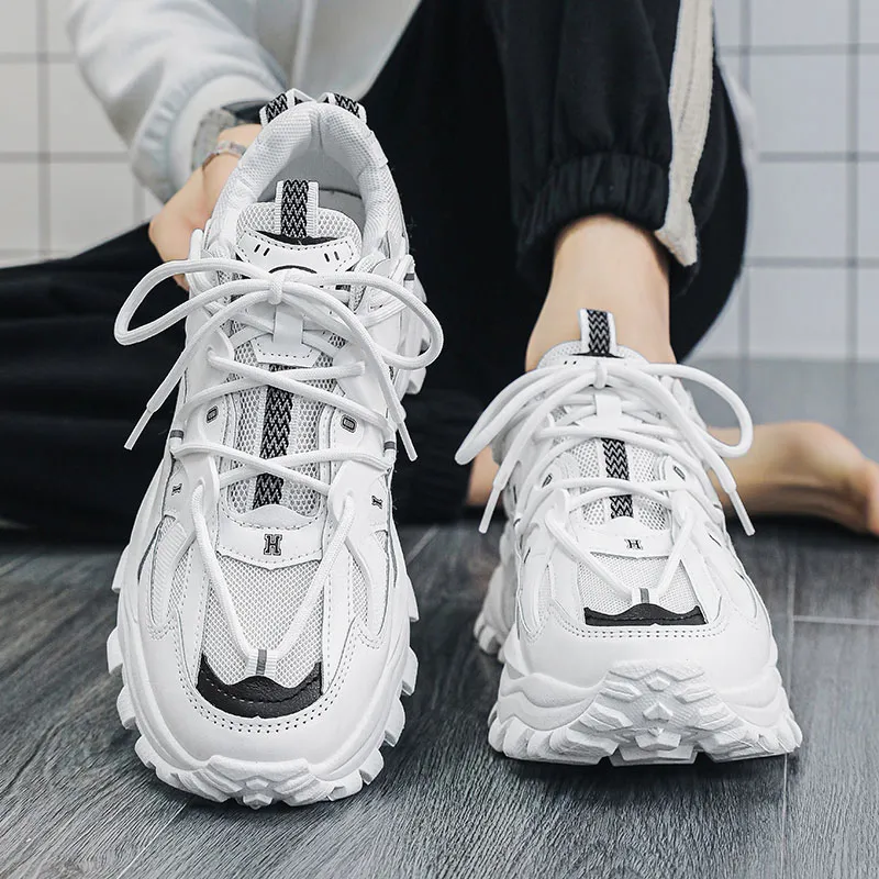 PNKE Anti-Slip Wear-Resistant Breathable Height Increasing Low-Top Chunky Sneakers Men's-4