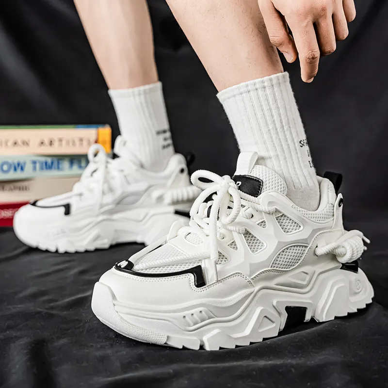 PNKE Slip Resistant, Abrasion Resistant, Breathable, Height Increasing Low Top Chunky Sneakers Men's-5