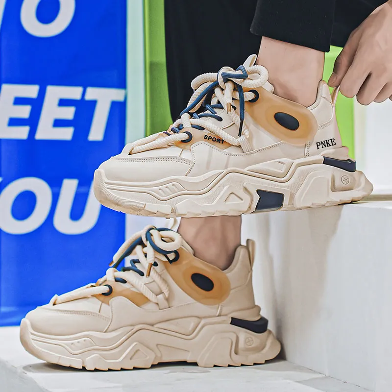 PNKE Anti-Slip And Wear-Resistant Height Increasing Low-Top Chunky Sneakers Men's-12