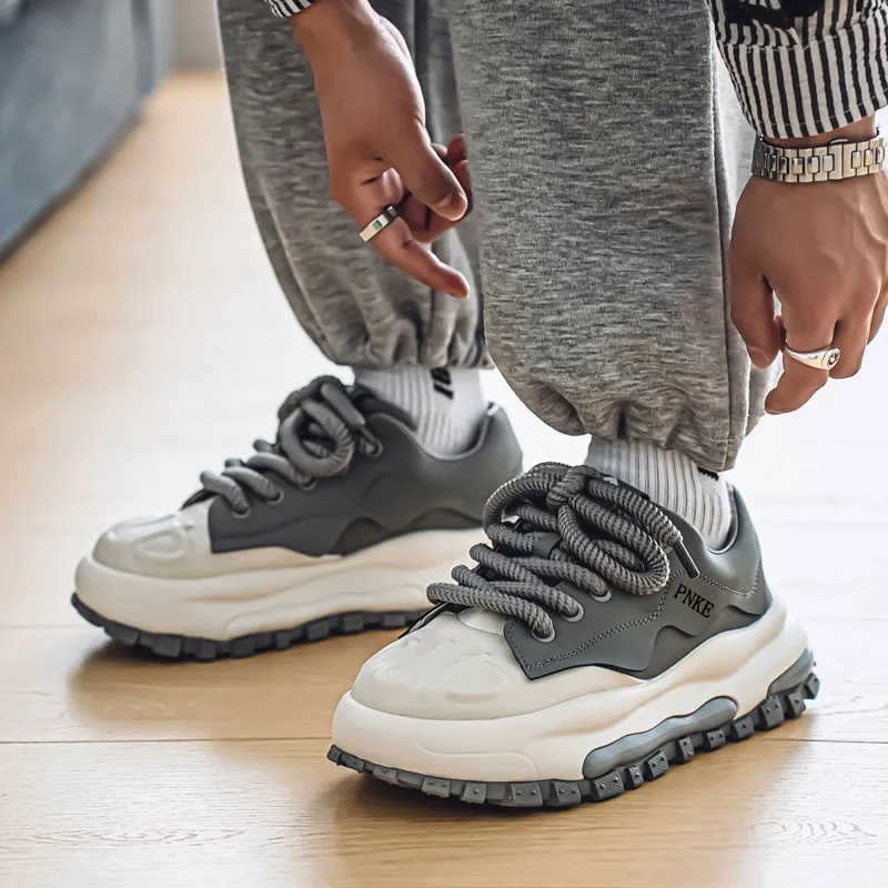 PNKE Anti Slip And Wear Resistant Height Increasing Low Top Chunky Sneakers Men's-17