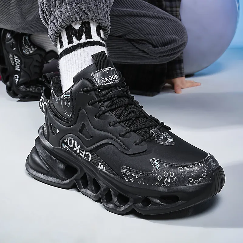 PNKE Anti Slip And Wear Resistant Height Increasing Warm Mid Top Chunky Sneakers Men's-18