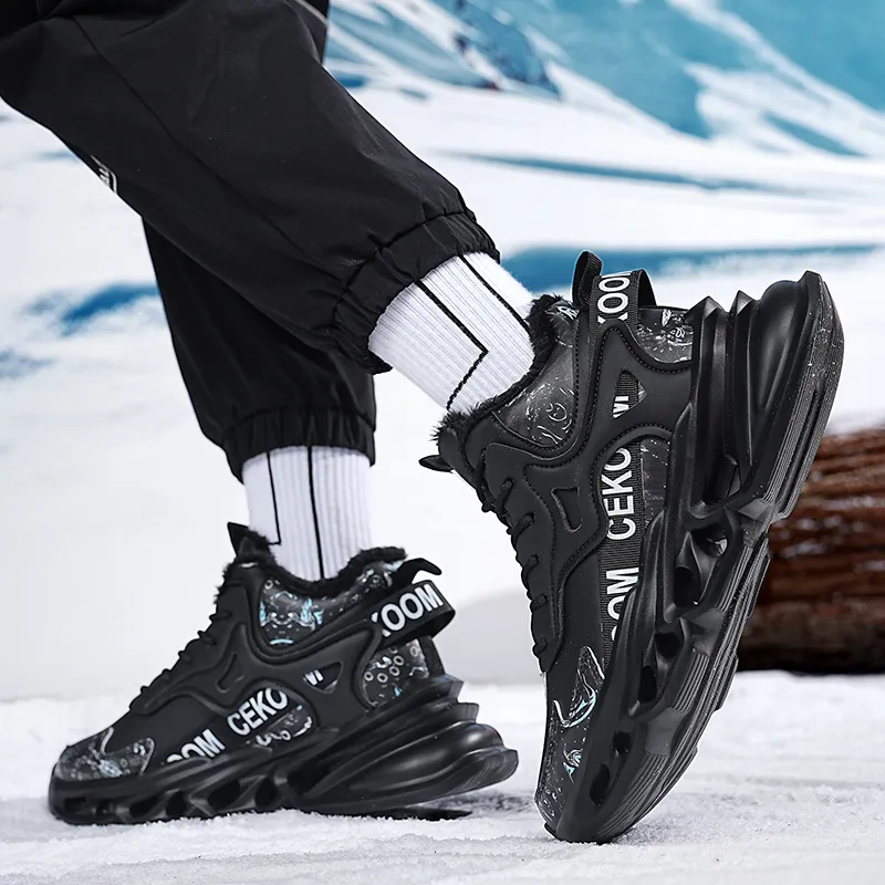 PNKE Anti Slip And Wear Resistant Height Increasing Warm Mid Top Chunky Sneakers Men's-39