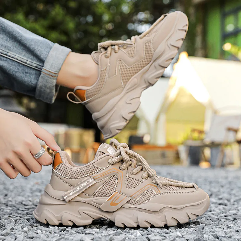 PNKE Slip Resistant, Abrasion Resistant, Breathable, Lightweight, Height Increasing Low Top Chunky Sneakers Men's-16