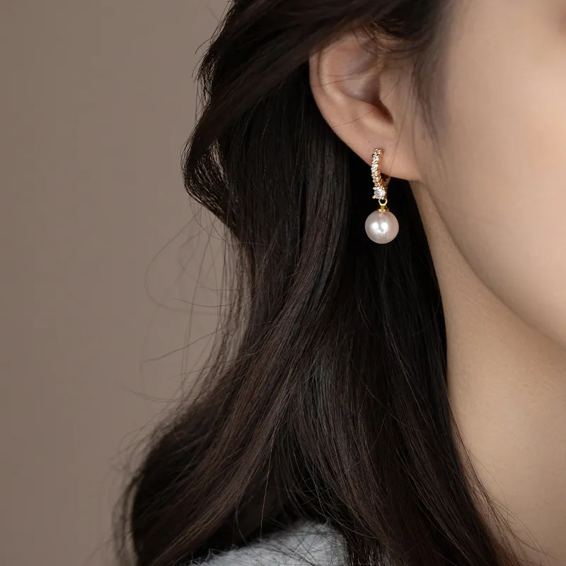 WAW Gold Plated Copper Faux Pearl Earrings Women's-2