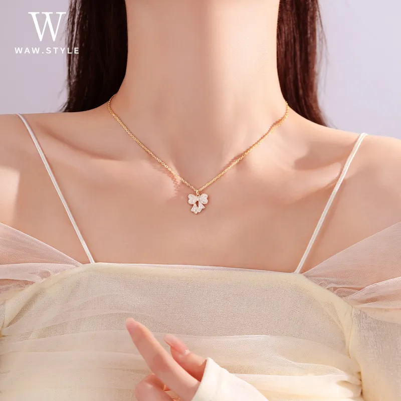 WAW Copper Gold plated Zircon Necklaces Women's-1