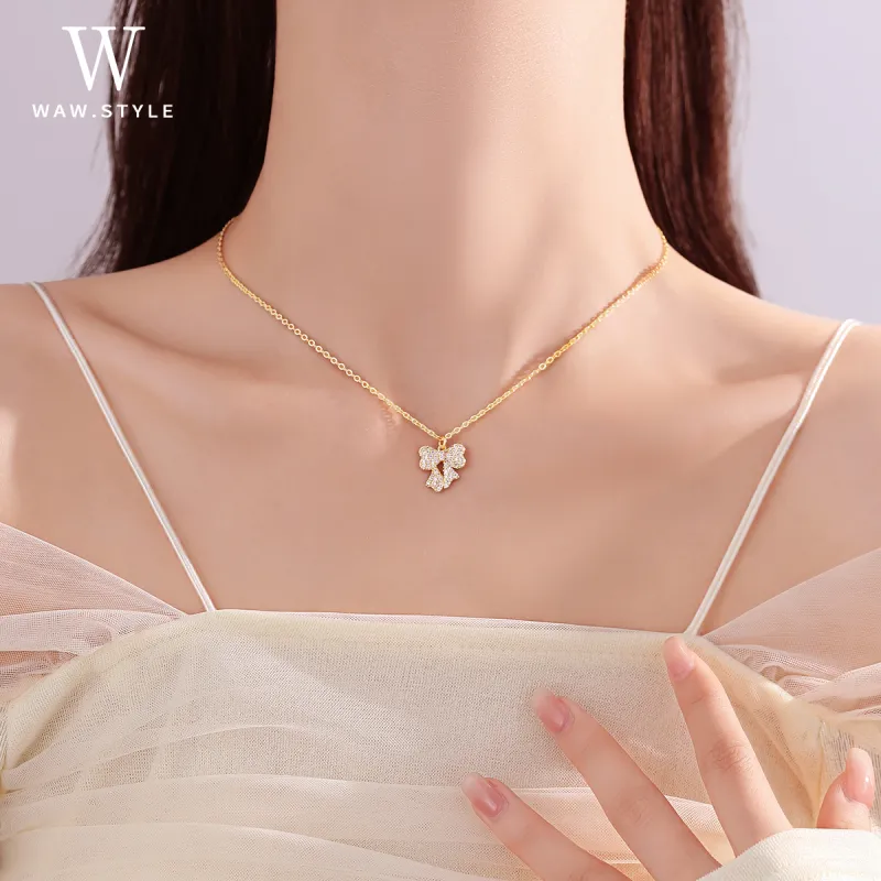 WAW Copper Gold plated Zircon Necklaces Women's-5