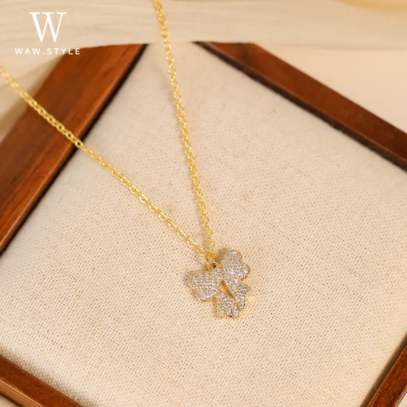 WAW Copper Gold plated Zircon Necklaces Women's-3