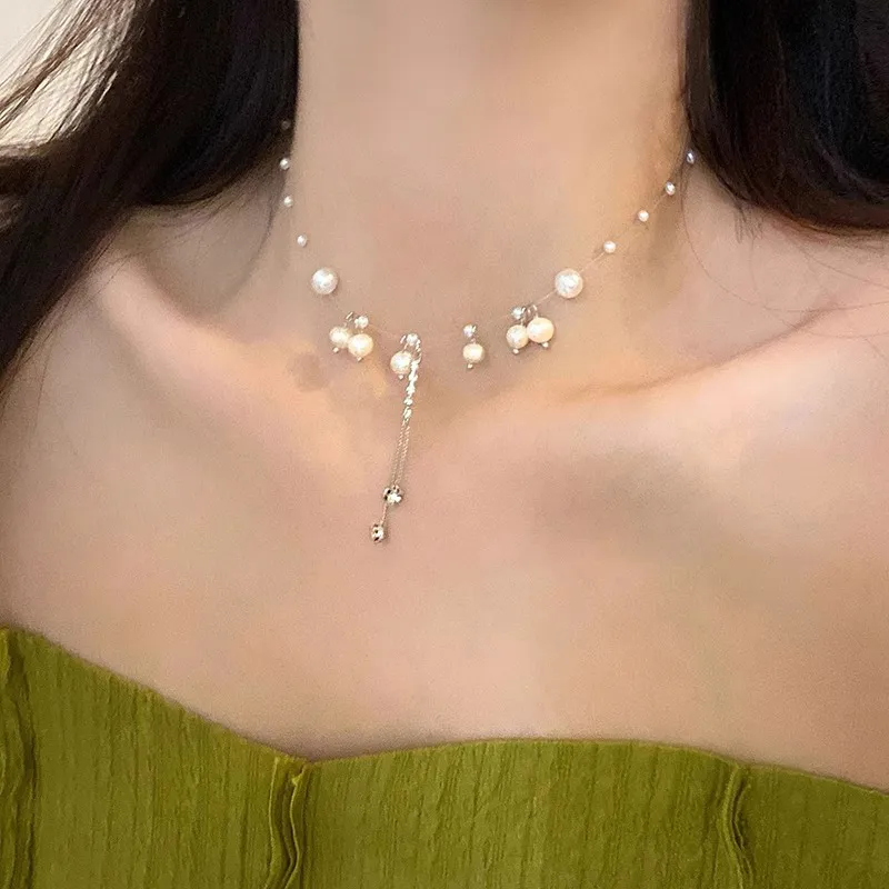 WAW Faux Pearl Gold Plated Copper With Zircon Necklaces Women's-4