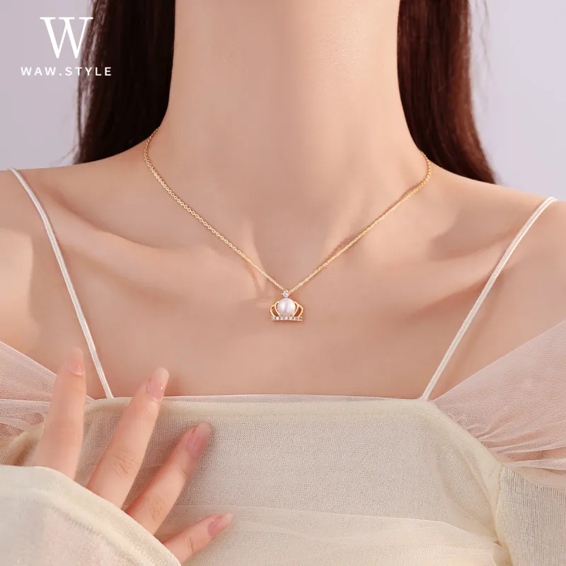 WAW Gold Plated Copper Faux Pearl Necklaces Women's-1