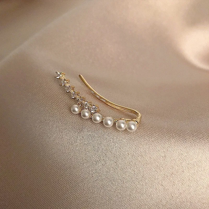 WAW Faux Pearl Gold Plated Copper Stud Earrings Women's-4