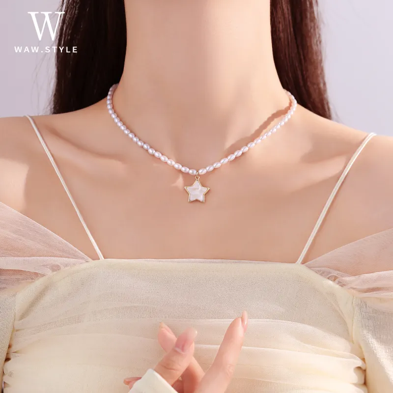 WAW Gold Plated Copper Necklaces Women's-5