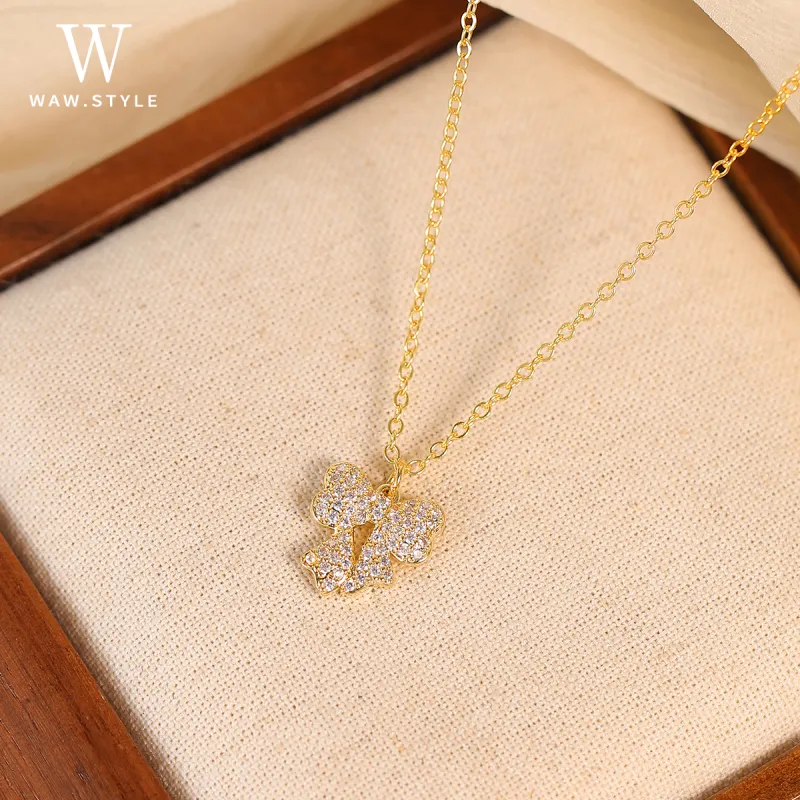 WAW Copper Gold plated Zircon Necklaces Women's-4