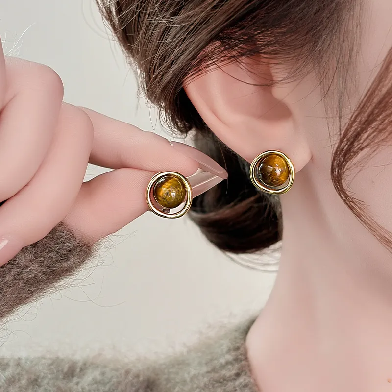 WAW Gold Plated Copper Glass Earrings Women's-1